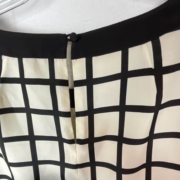 J Crew Dress Mod Black White Cream Longsleeve Geometric Grid Print Midi Size 10 - Picture 4 of 8